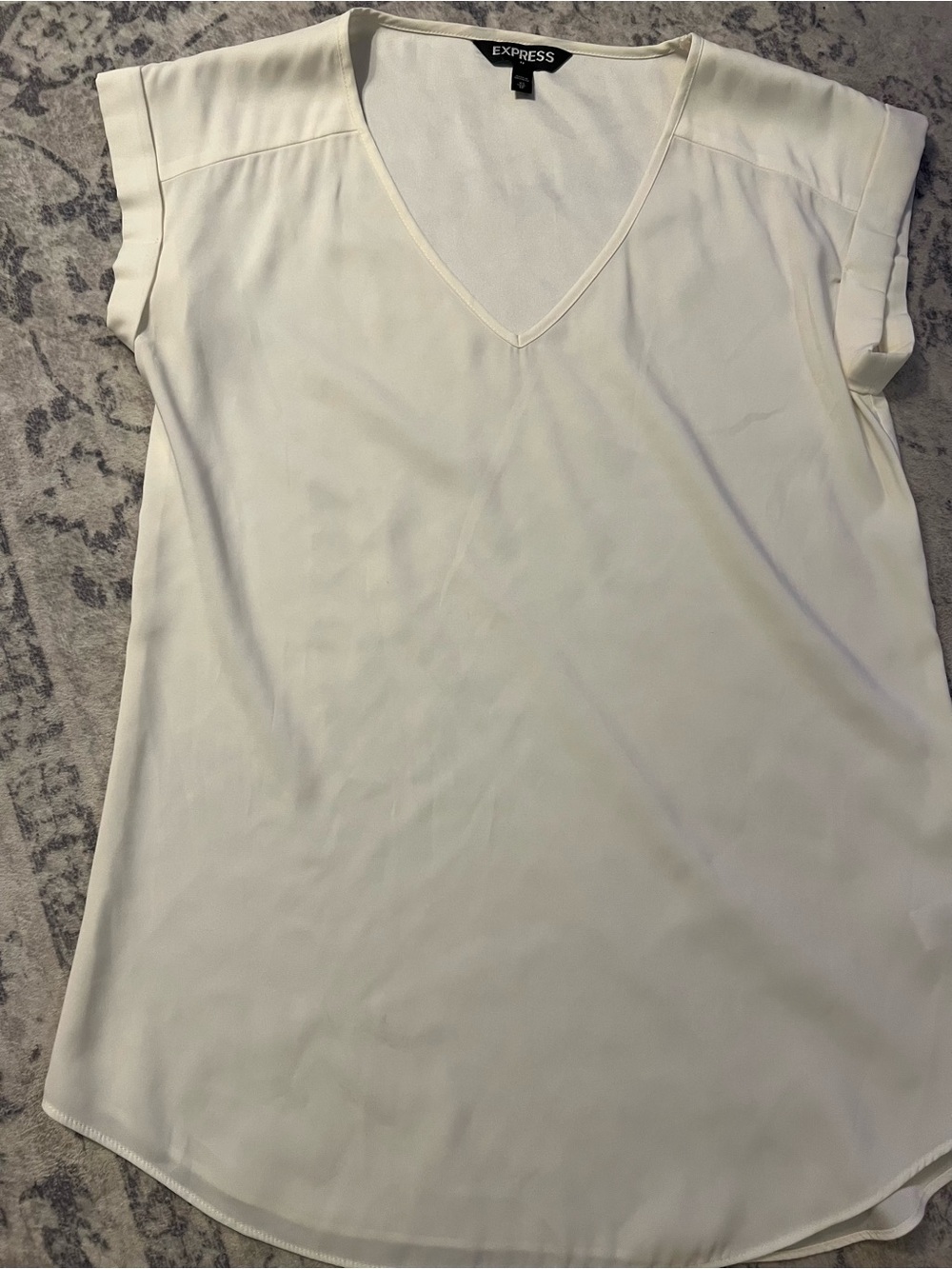 Express Cream V-Neck Cap Sleeve Top
